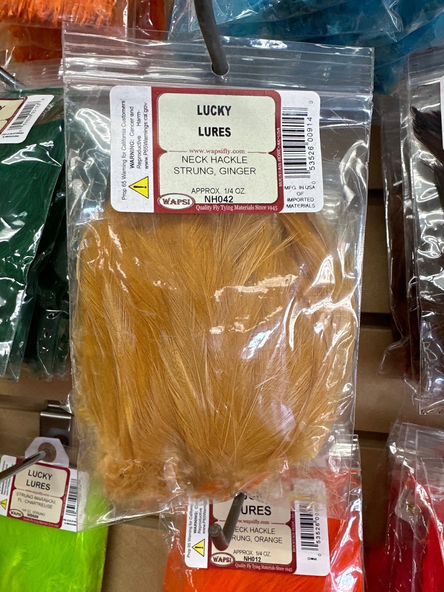 Wapsi Neck Hackle Strung - Ginger - Lucky Lure Tackle