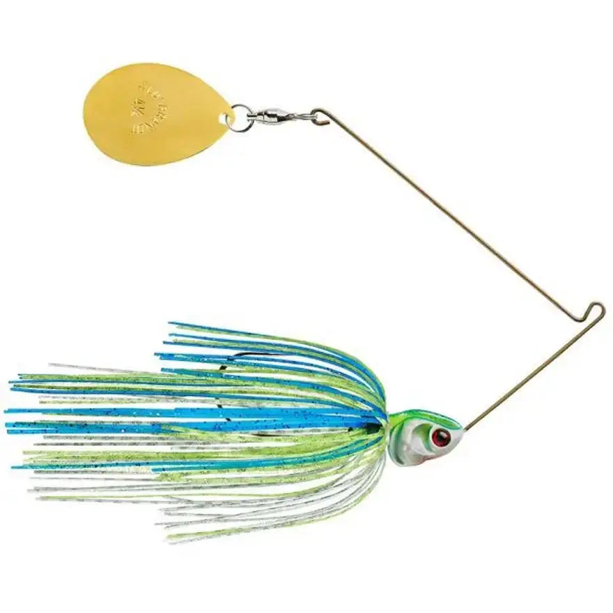 Booyah Covert Series Spinnerbait 1oz - White/Chart/Blue - Lucky Lure Tackle