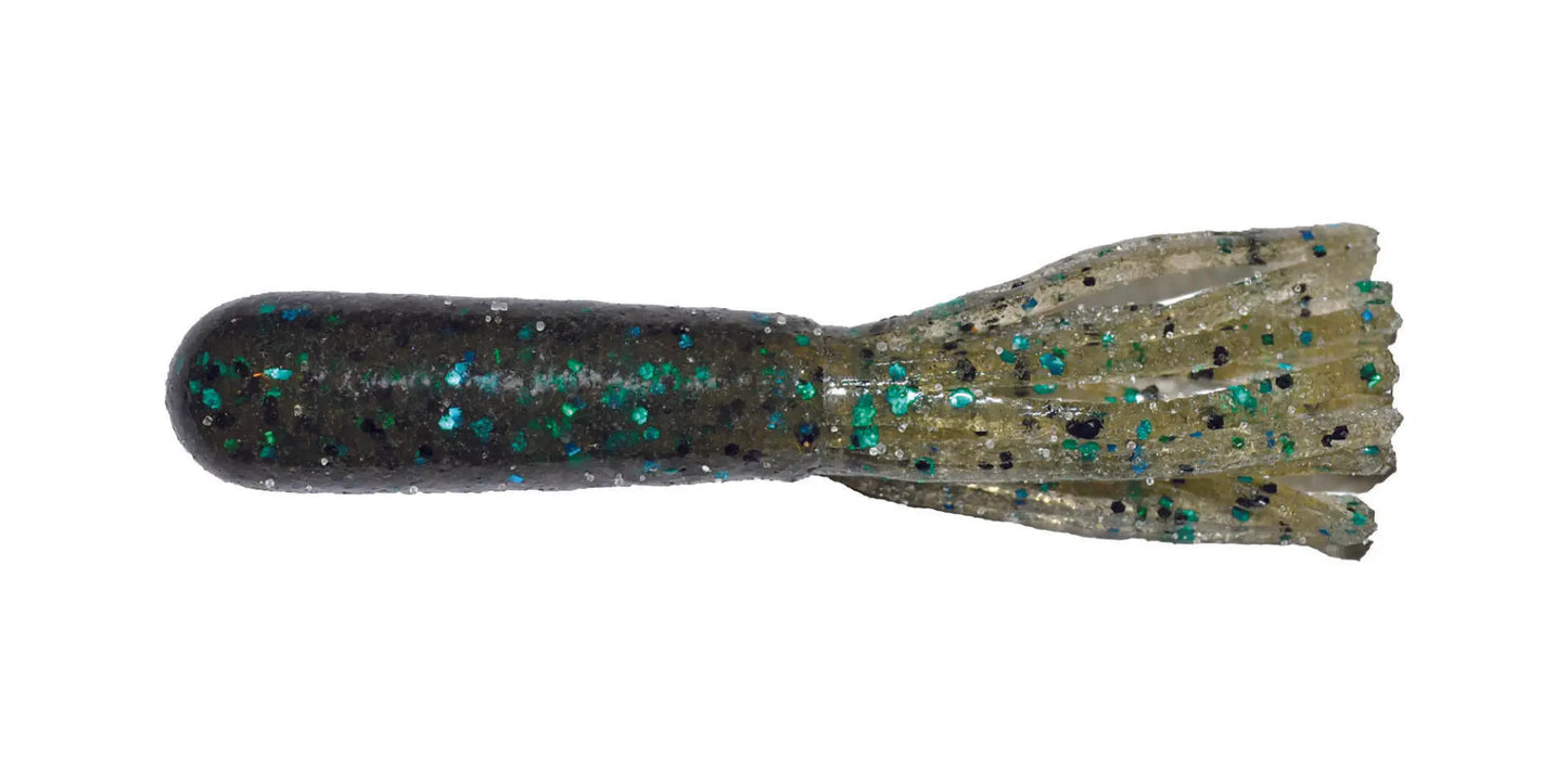 Big Bite Salt Tube 3.5" - SMOKE/MED BLK FLK/MED GRN FLK 10pk - Lucky Lure Tackle