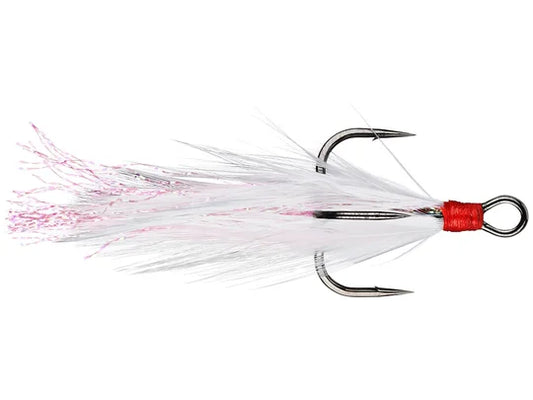 Gamakatsu Feathered Treble White & Red Sz 2 - 2pk
