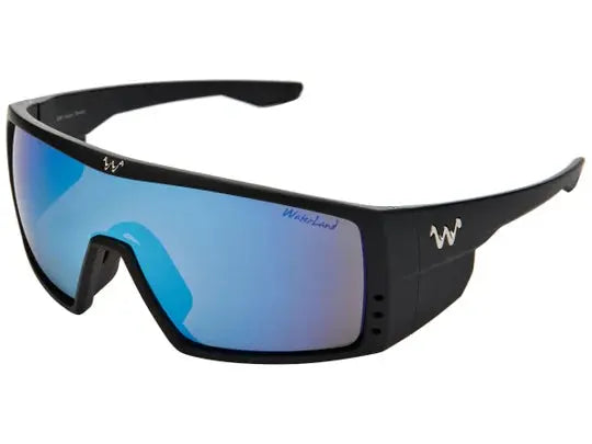 WaterLand Bedfisher Sunglasses - Matte Black - Blue Honey Mirror - Lucky Lure Tackle