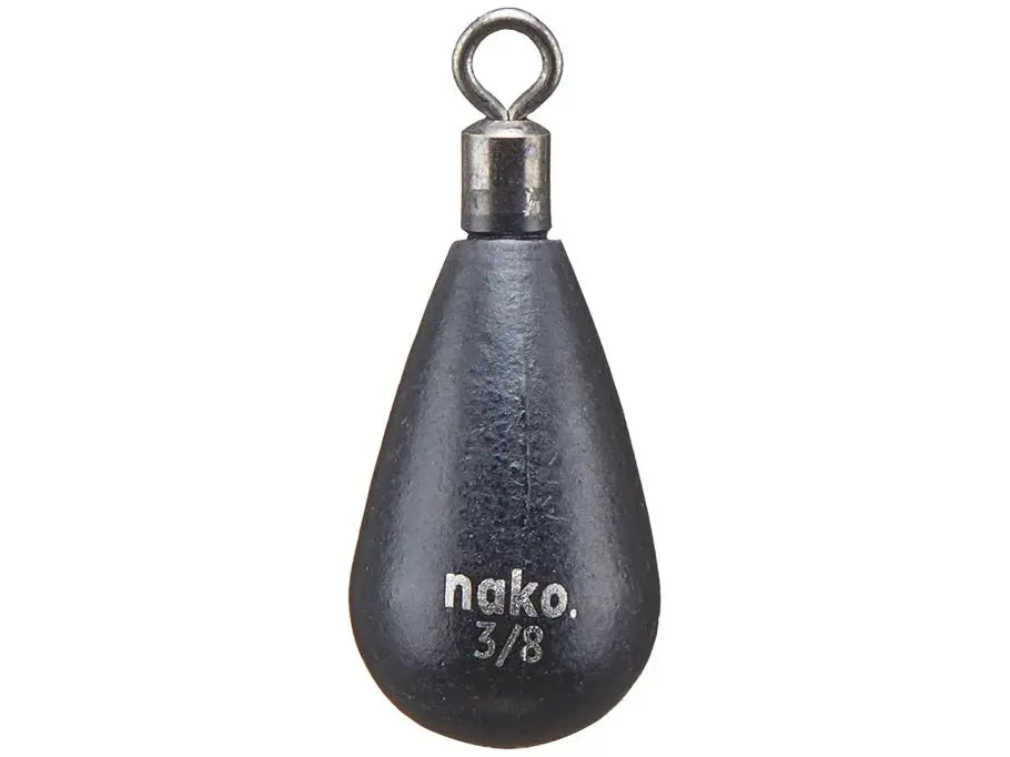 Nako Tungsten Tear Drop Free Rig Weights - 3/16oz Black 5pk NAKO