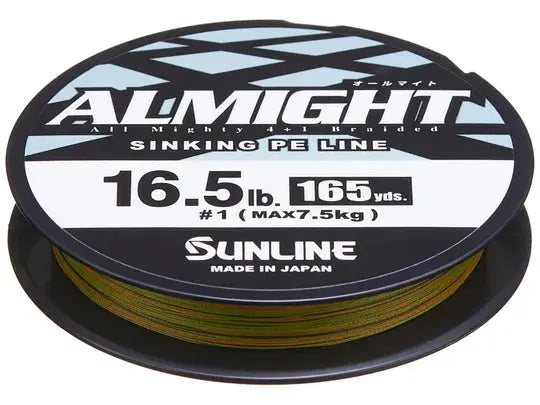 Sunline Almight Olive Camo Sinking PE Braid 165 yds 11 lb - Lucky Lure Tackle