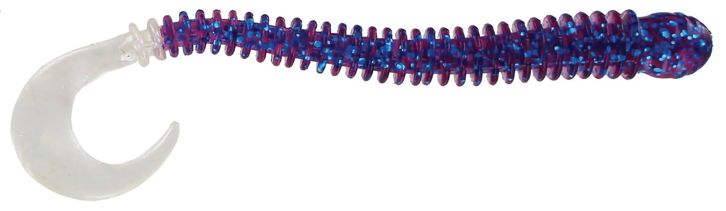 Big Bite Disc Worm 4" - Electric Blue Pearl Tail 10pk - Lucky Lure Tackle