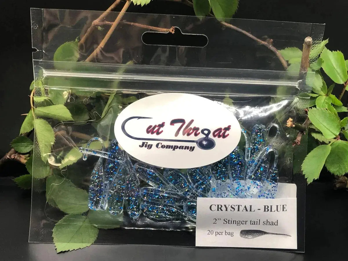 Cut Throat Crappie Crusher 2" Stinger Tail Shad - CRYSTAL BLUE 20pk - Lucky Lure Tackle