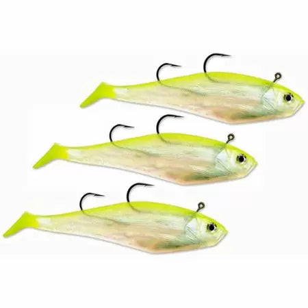 Storm WildEye Swim Shad 6" - Shiner Chartreuse Silver  3pk