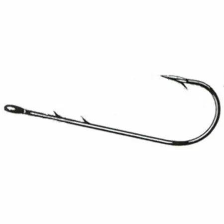 Owner Straight Shank Worm Black Chrome Size 2/0 - 6pk