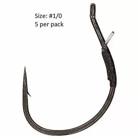 Hayabusa Weedless Wacky SP Hook 1/0, Black Nickel - 5pc