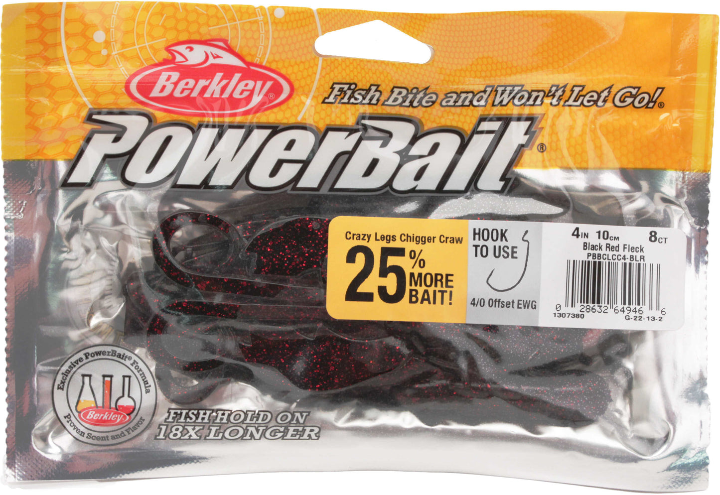 Berkley PB Crazy Legs Chigger Craw 4" - Black Red Flake  8pk