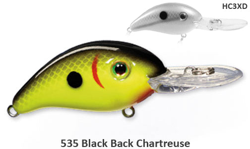 Strike King Pro Model Series 3XD (Extra Deep) Crankbait - Black Back Chartreuse