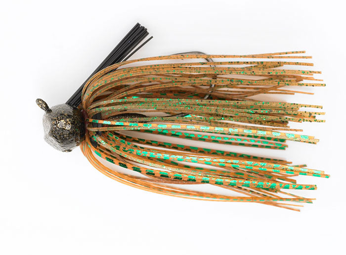 Jewel Heavy Cover Football Jig 5/8oz - Grn Pumpkin/Green Flash 2pk