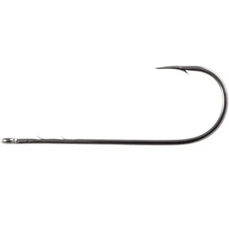 Owner Straight Shank Worm Black Chrome Size 1/0 - 6pk