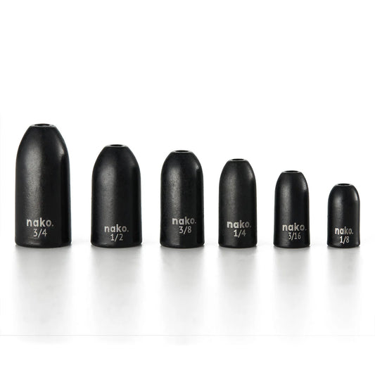 Nako 1/4oz Tungsten Worm Weights - Black 5pk