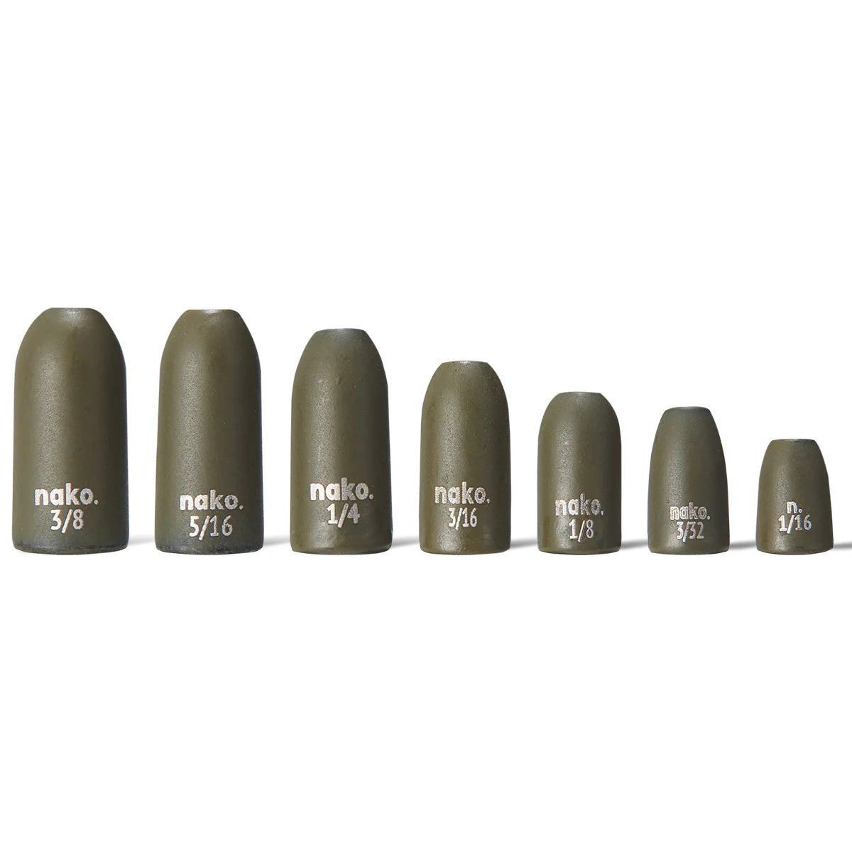 Nako 1/4oz Tungsten Worm Weights - Green Pumpkin 5pk