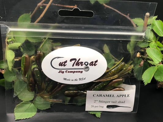 Cut Throat Crappie Crusher 2" Stinger Tail Shad -CARAMAL APPLE 20pk