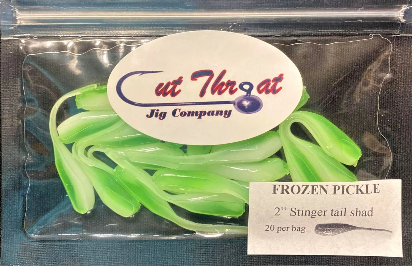 Cut Throat Crappie Crusher 2" Stinger Tail Shad - FROZEN PICKLE 20pk