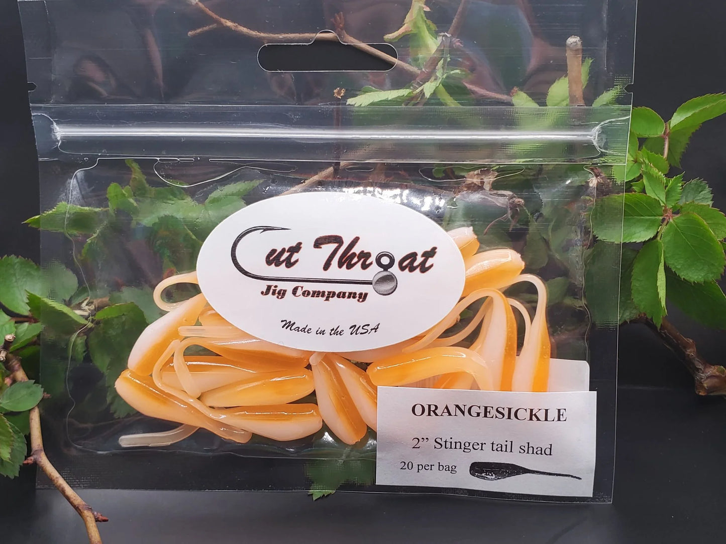 Cut Throat Crappie Crusher 2" Stinger Tail Shad - ORANGESICKLE 20pk