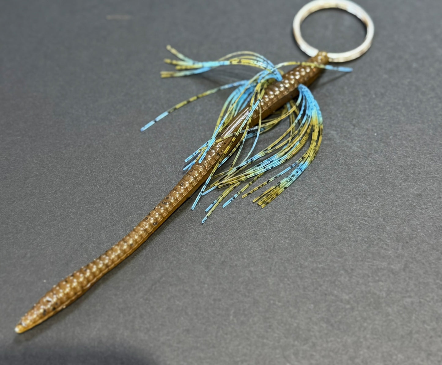 Tightline UV Whisker Finesse Worm 6" RATTL'N - Green Pumpkin w/ Light Blue Green  5pk