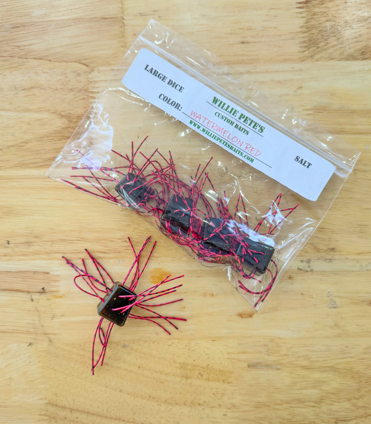 Willie Pete's Crazy Dice 3/4” (5 pack) - Watermelon Red (SALT)