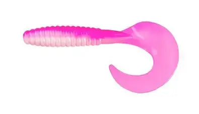 Big Bite Curl Tail Grub 2" - Pink/White  10pk - Lucky Lure Tackle