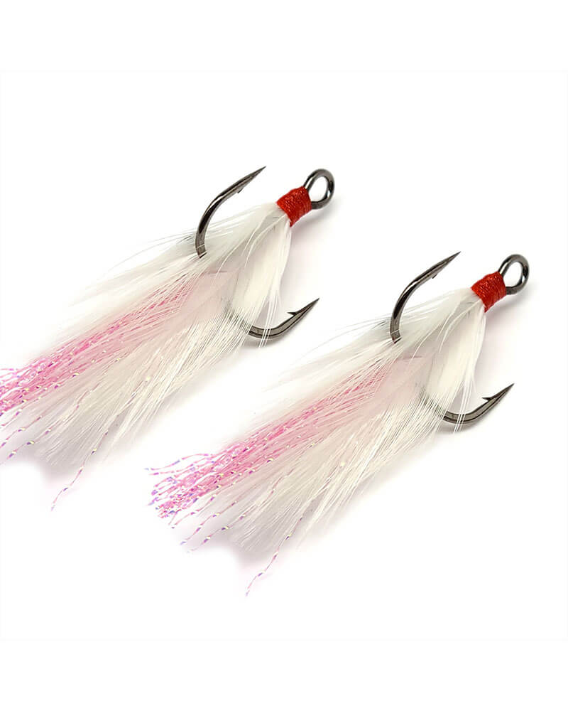 Gamakatsu Feathered Treble White & Red - Sz 4 2pk