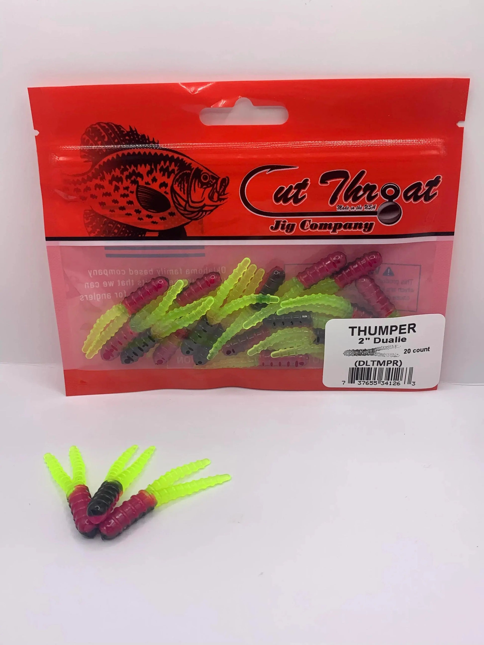 crappie fishing lure companies Cut Throat Jig 2" Dualie Ribbed Split Tail - Thumper 20pk