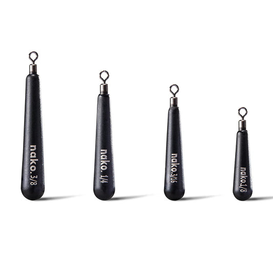 Nako 3/8oz Tungsten Skinny Free Rig Drop Shot Weights - 5pk