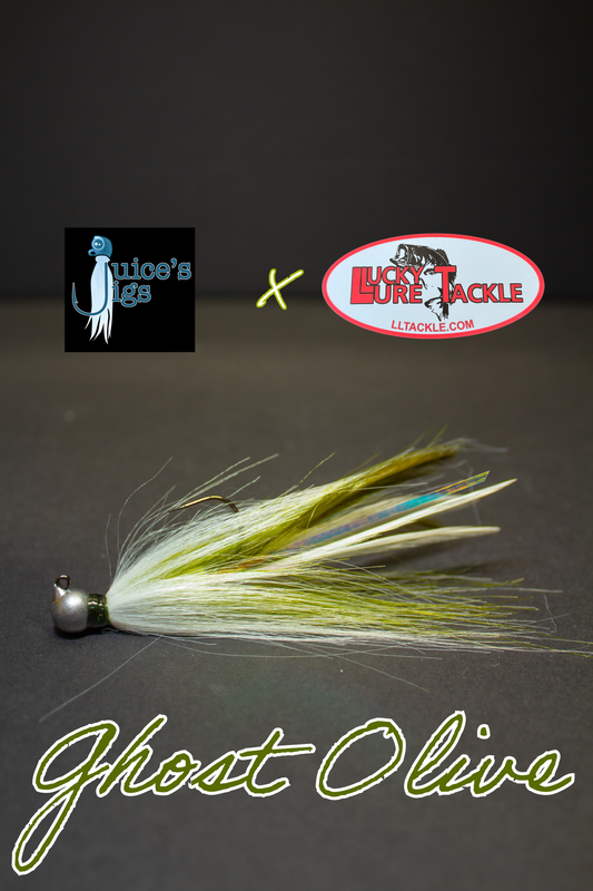 Juice's Hairmiki Jig 3/16oz - Range Roller Head - Ghost Olive