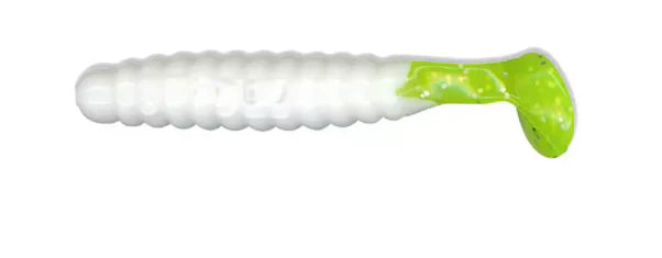 Charlie Brewers 1.5" Crappie/Panfish Slider Grubs 15/pk - White Chartreuse