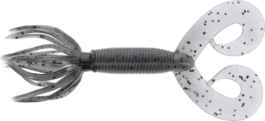 Gary Yamamoto Double Tail Hula Grub 5" - Smoke w/ LG Black Flake  10pk