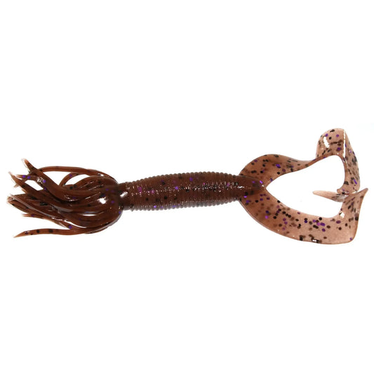 Gary Yamamoto 5" Double Tail Hula Grub - Cinnamon/Blk & Purple Flake  10pk