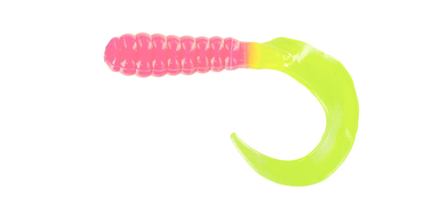 Big Bite Curl Tail Grub 4" - Bubblegum/Chart Tail 10pk