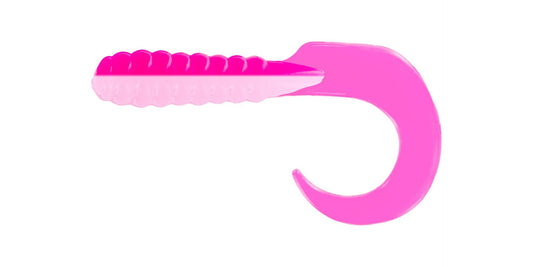 Big Bite Curl Tail Grub 3" -Pink/White 10pk