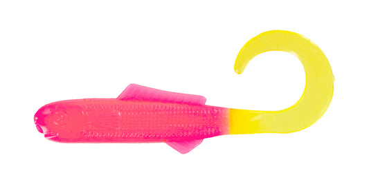 Big Bite Curl Tail Minnow 2.5" - Bubblegum Chart 10pk