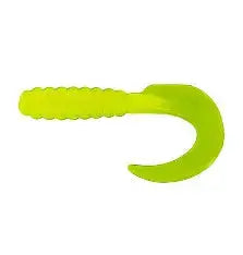 Big Bites Curl Tail Grub 2"  - Chartreuse  10pk - Lucky Lure Tackle