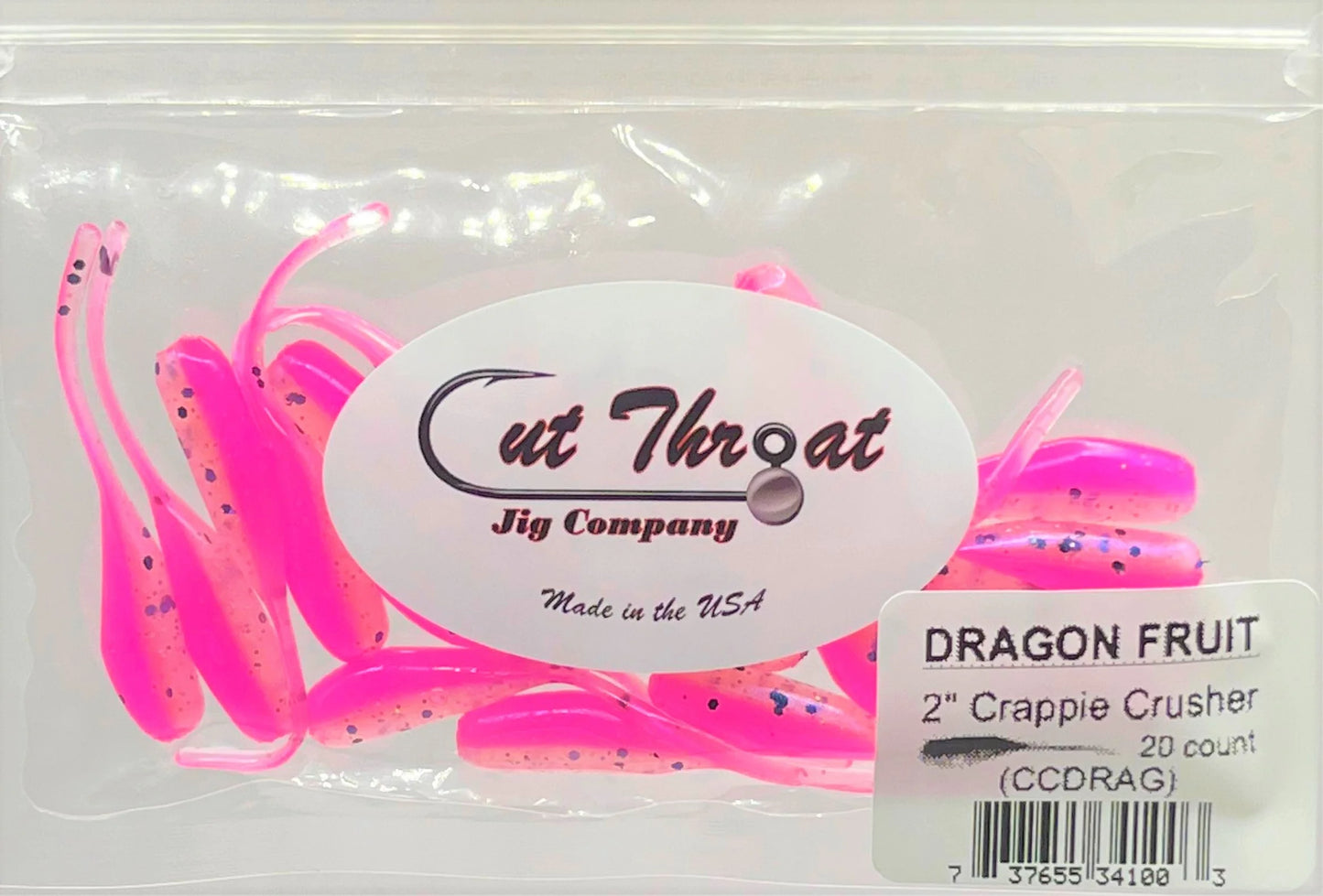 Cut Throat Crappie Crusher 2" Stinger Tail Shad - Dragon Fruit  20ct