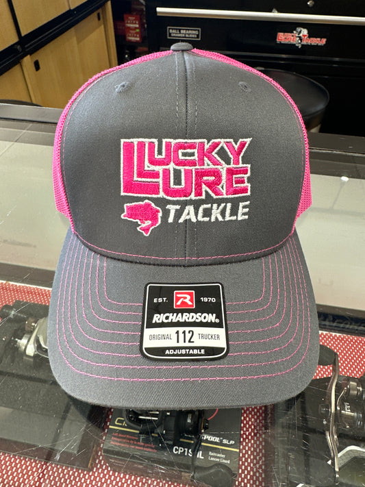 Lucky Lure Hat - Hot Pink and Grey