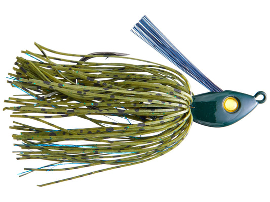 Hayabusa Lil' Schmitty Finesse Swim Jig, 3/8oz - River Special- Green Pumpkin/Blue Mylar, 1pc