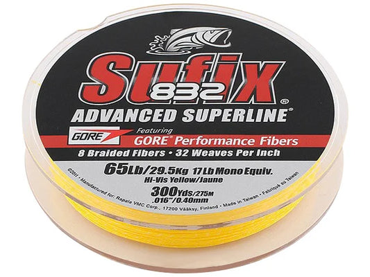 Sufix 832 Braid - Yellow 40lb 150yds