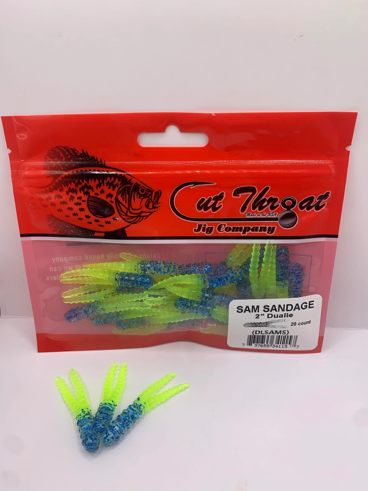 Cut Throat Jig 2" Dualie Ribbed Split Tail - SAM SANDRIDGE  20pk