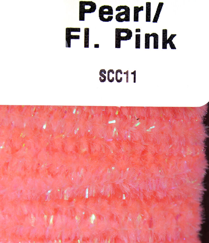 Hareline Speckled Chenille - Pearl/Fl Pink