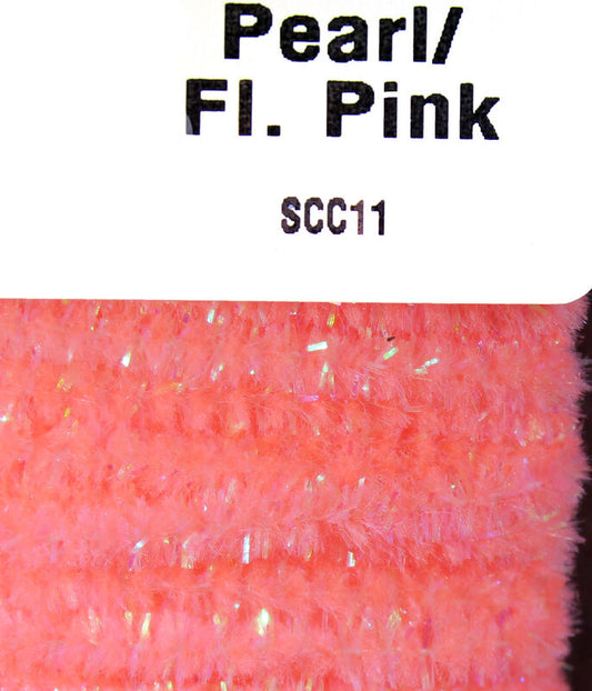 Hareline Speckled Chenille - Pearl/Fl Pink