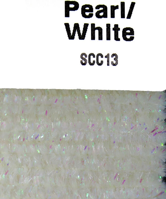 Hareline Speckled Chenille - Pearl/White