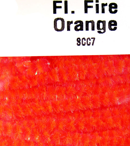 Hareline Speckled Chenille - Pearl / Fl Fire Orange