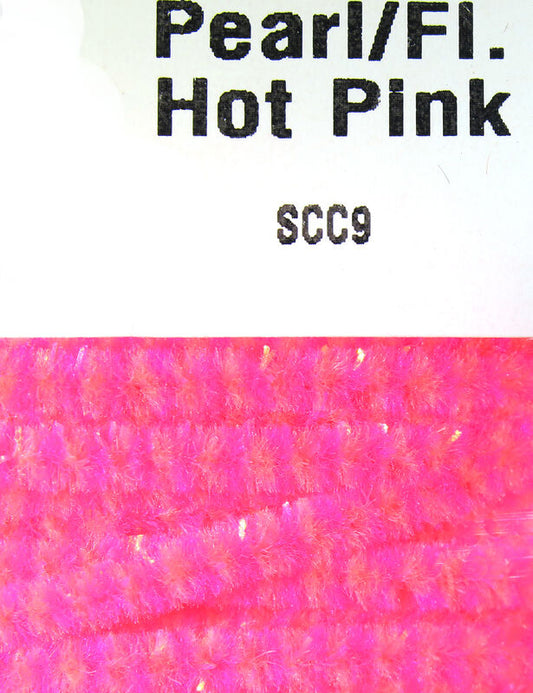 Hareline Speckled Chenille - Pearl/Fl Hot Pink