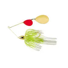 War Eagle Gold Spinnerbait Tandem Colorado - 1/2oz White/Chartreuse w/ Orange Blade War Eagle